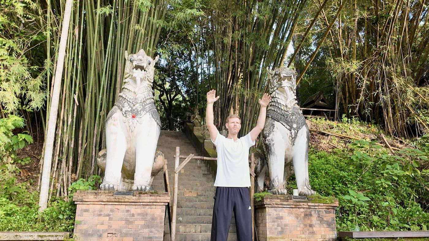Jon Younghusband practising Qigong outdoors